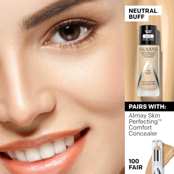 Almay Other - Neutral Buff 110 Skin Perfecting Comfort Matte Foundation Hypoallergenic Almay